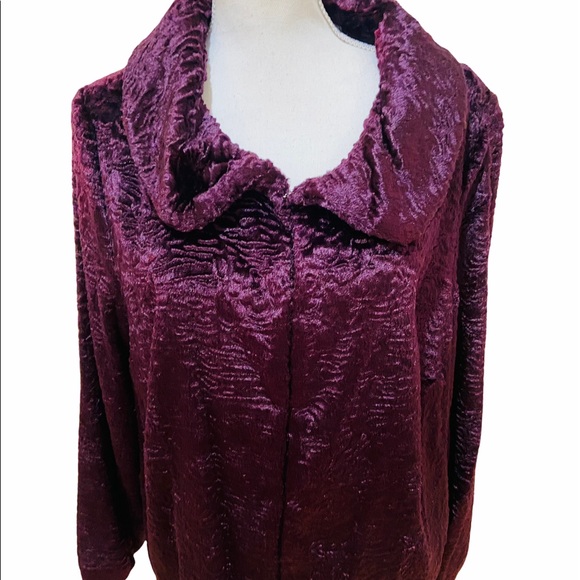 NWT Kate Hill faux curly lamb fur purple jacket - Picture 3 of 13